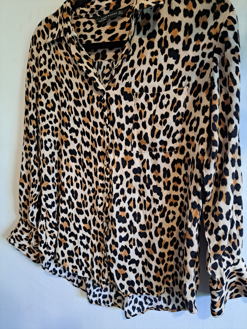 ZARA Woman Leopard Print Button-Up Blouse Size S | Animal Print - Picture 5 of 13